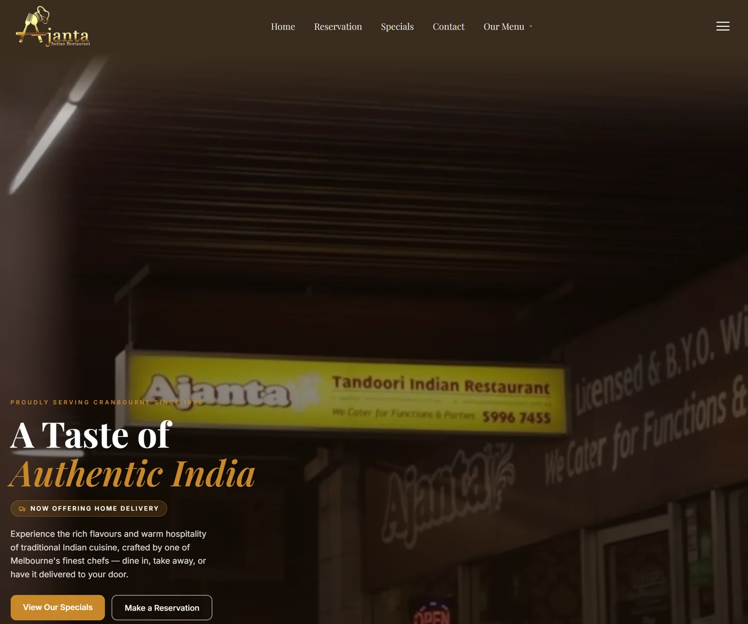 Ajanta Indian Restaurant website
