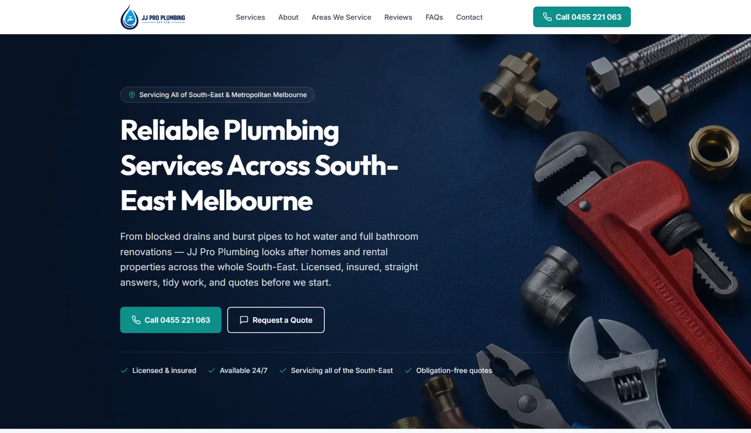 JJ Pro Plumbing website